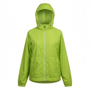 Columbia Women's Switchback Rain Jacket Hooded Windbreaker L Green Full Zip Pack